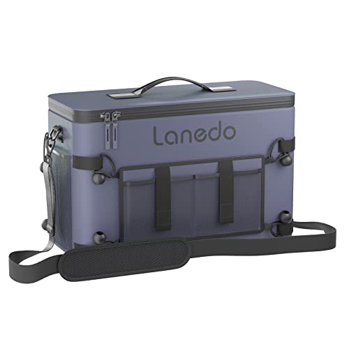 Lanedo 34-can Collapsible Soft-Sided Cooler, Soft ice Bag, Leak-Proof Beach Cooler, ice Chest, Portable Travel Cooler for Food Shopping, Camping, Kayaking, Travel, Fishing, (Grey)