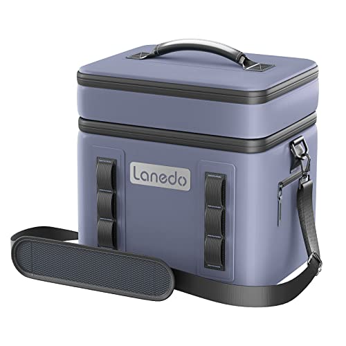 Lanedo Lisa Lunch Soft Cooler 20 Can, Insulated Bag Portable Ice Chest Box for Lunch, Beach, Drink, Beverage, Travel, Camping, Picnic, Car, Trips, Cooler Leak-Proof (Double Gray)